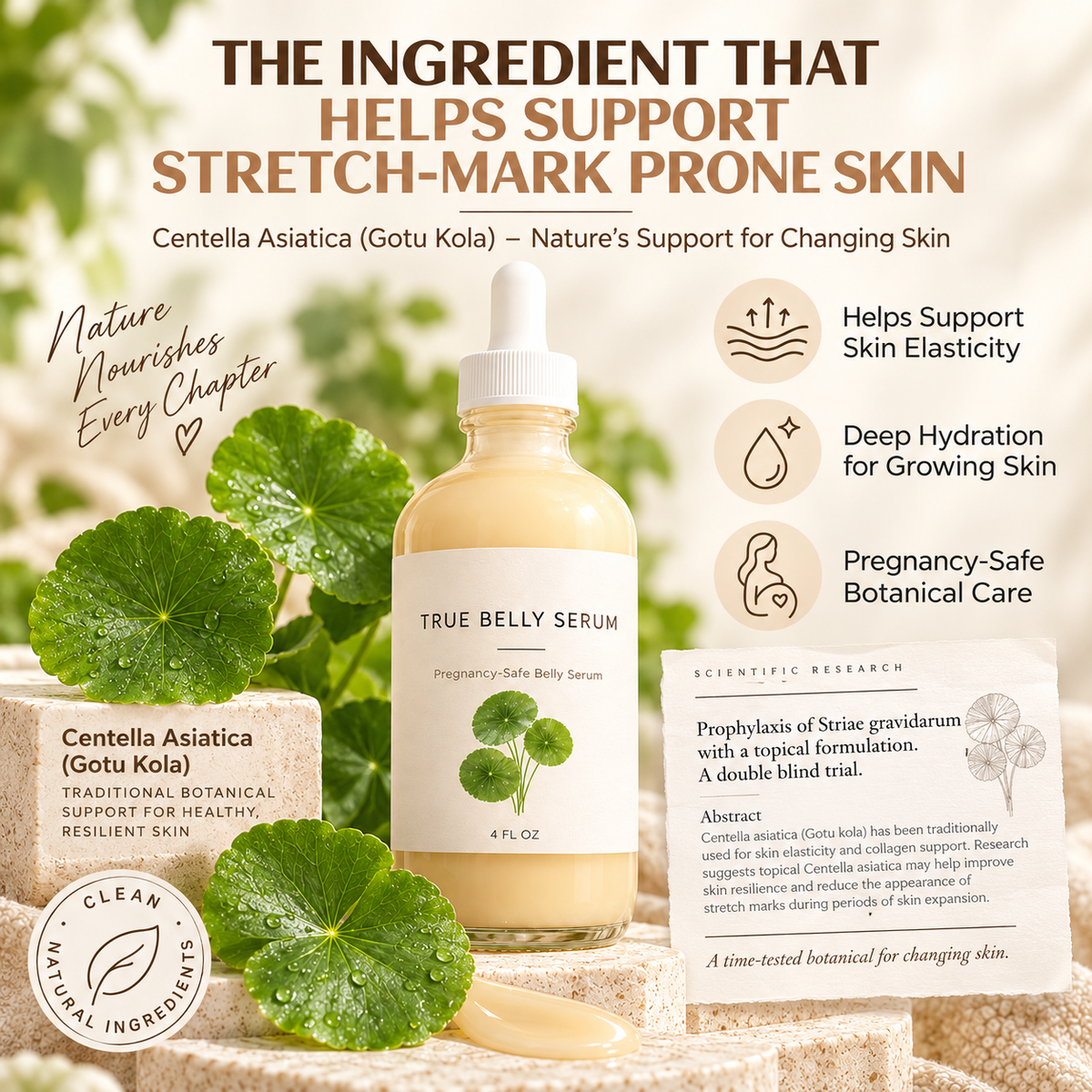 True Belly Serum – Pregnancy Belly Care for Hydration & Skin Elasticity, 4 FL OZ