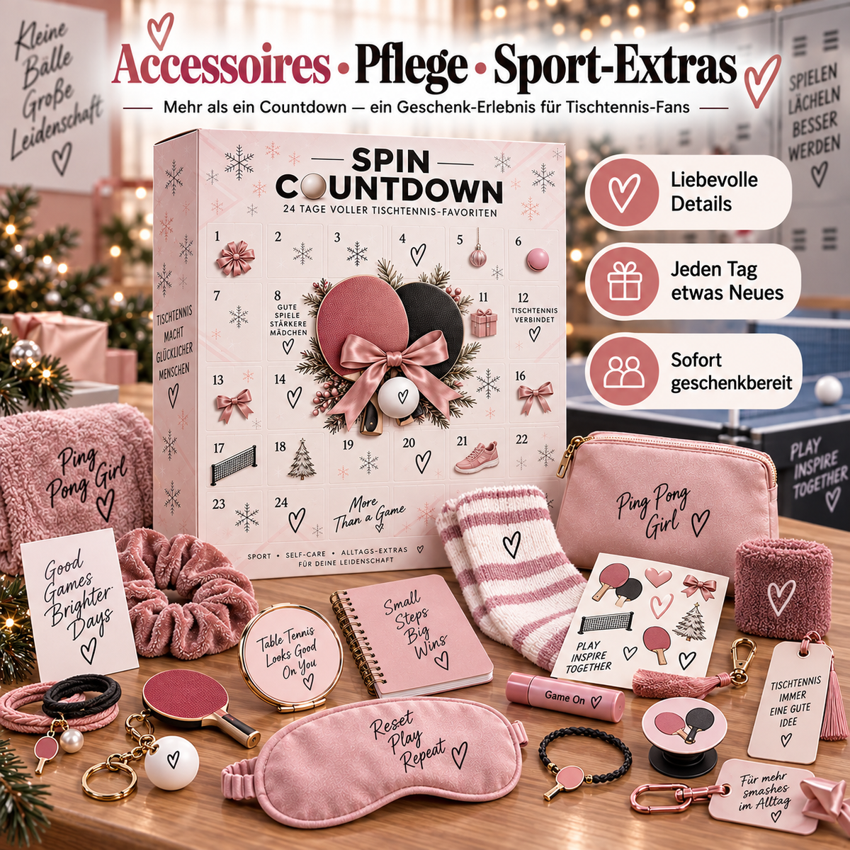 Tischtennis Accessoires und Überraschungen Adventskalender