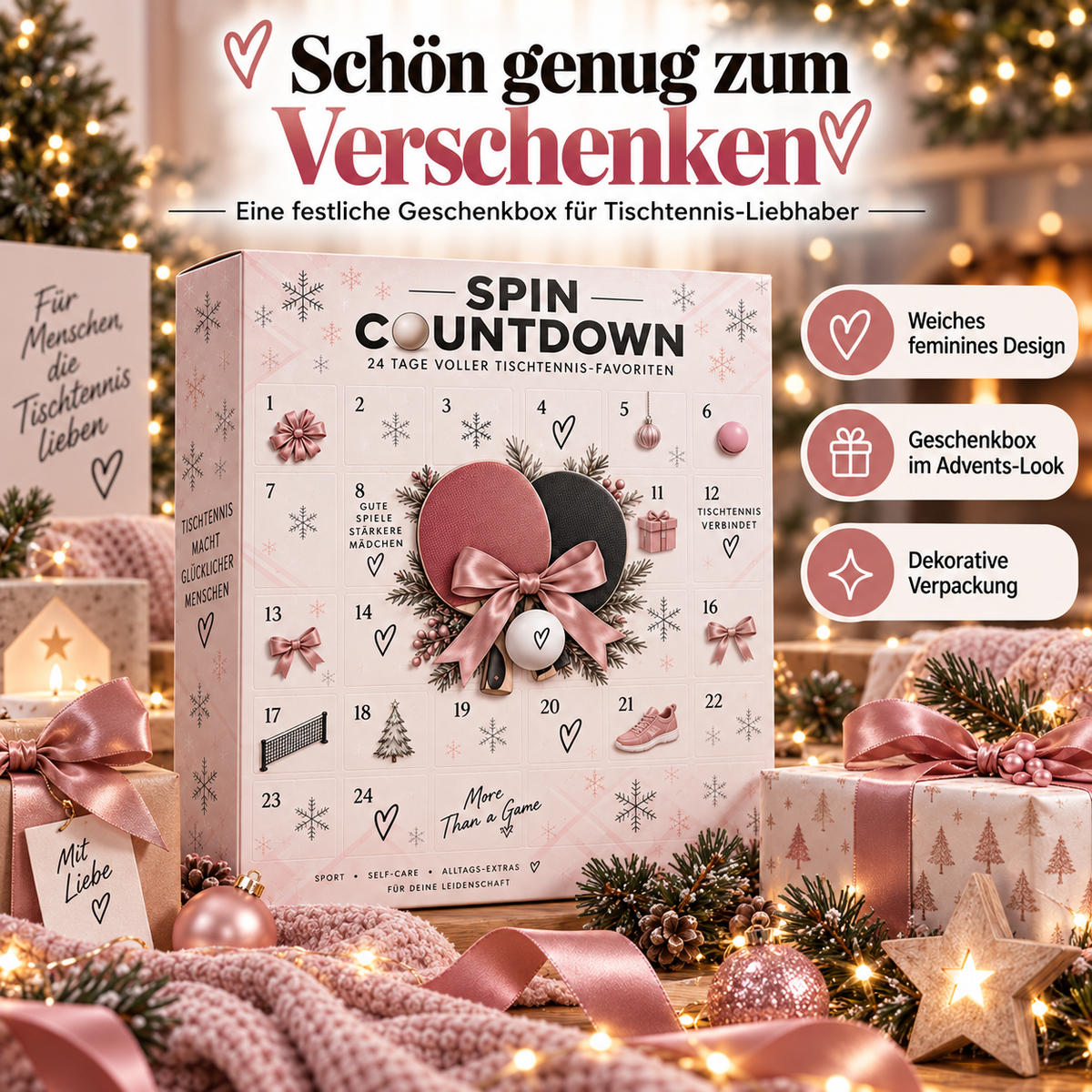 Tischtennis Adventskalender Geschenk Weihnachten