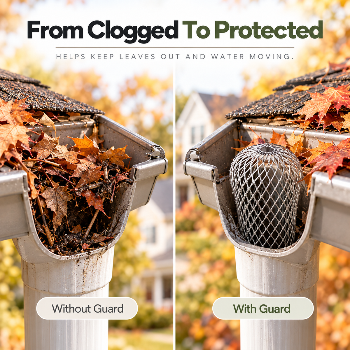 Gutter with guard versus without gutter guard