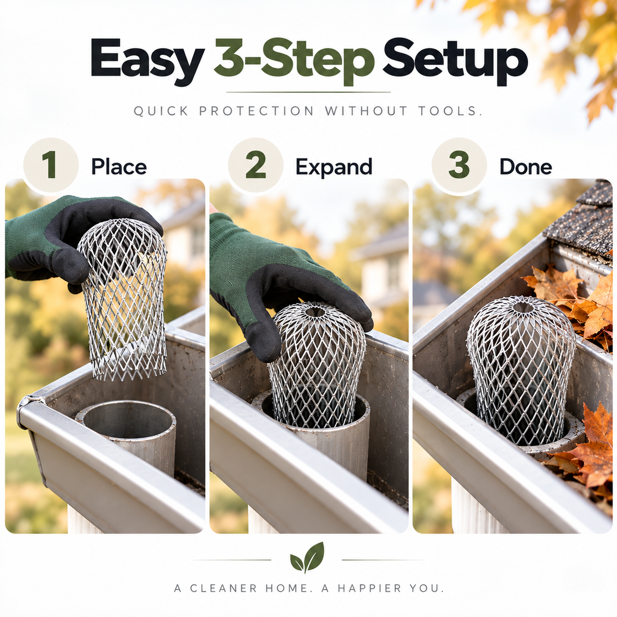 Three step gutter guard installation