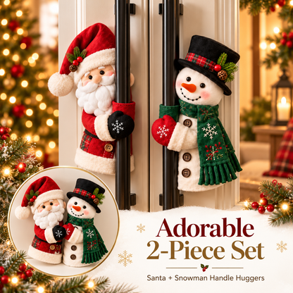 🎅 Santa & Snowman Christmas Handle Huggers – Cute Plush Holiday Decor ⛄