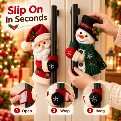 🎅 Santa & Snowman Christmas Handle Huggers – Cute Plush Holiday Decor ⛄