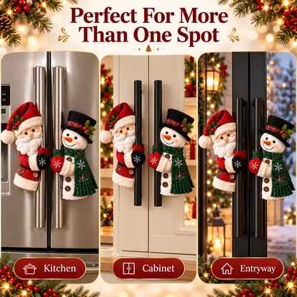 🎅 Santa & Snowman Christmas Handle Huggers – Cute Plush Holiday Decor ⛄