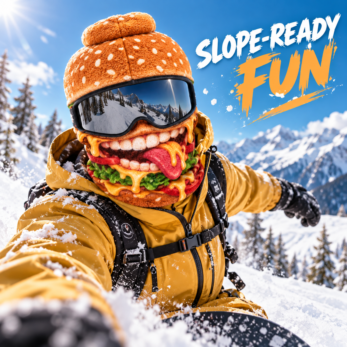 🍔 Foodie Ski Mask – Funny 3D Food Balaclava for Skiing & Snowboarding