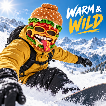 🍔 Foodie Ski Mask – Funny 3D Food Balaclava for Skiing & Snowboarding