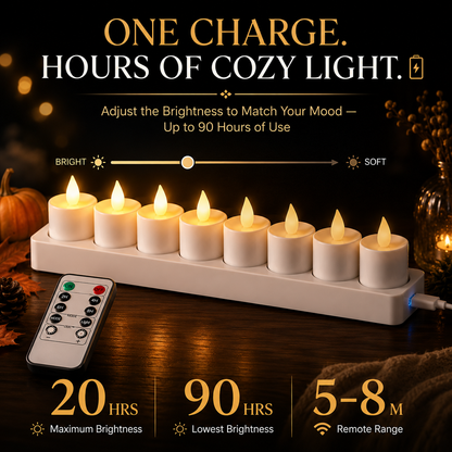 🔥 Limited Time 49% OFF - ✨ Rechargeable LED Tea Lights – Real Flame Glow Without Fire, Smoke & Mess