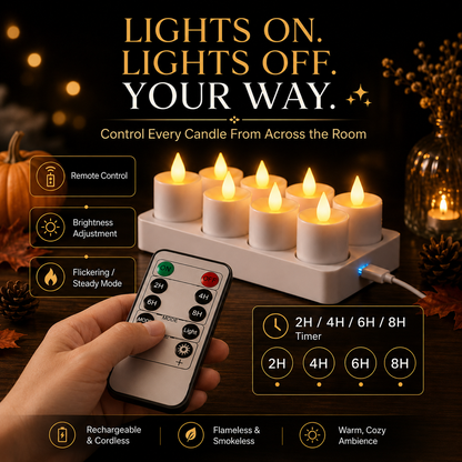 🔥 Limited Time 49% OFF - ✨ Rechargeable LED Tea Lights – Real Flame Glow Without Fire, Smoke & Mess