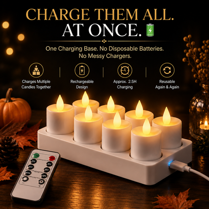 🔥 Limited Time 49% OFF - ✨ Rechargeable LED Tea Lights – Real Flame Glow Without Fire, Smoke & Mess