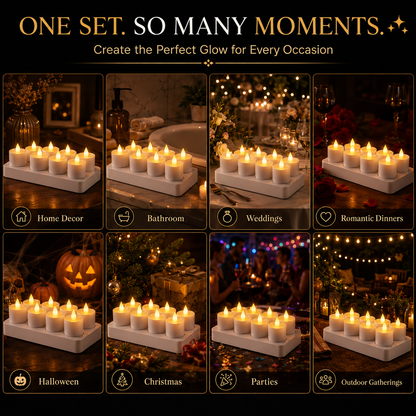 🔥 Limited Time 49% OFF - ✨ Rechargeable LED Tea Lights – Real Flame Glow Without Fire, Smoke & Mess