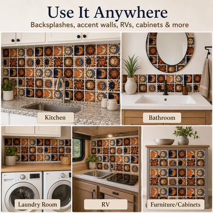 🔥 Limited Time 49% OFF - ✨ Sun Moon Talavera Tile Stickers – Transform Your Space Into A Boho Dream In Minutes
