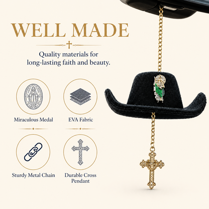 🔥 Limited Time 49% OFF - 🤠 Cowboy Hat Baptism Car Charm – Drive With Faith, Protection & Blessings Every Mile