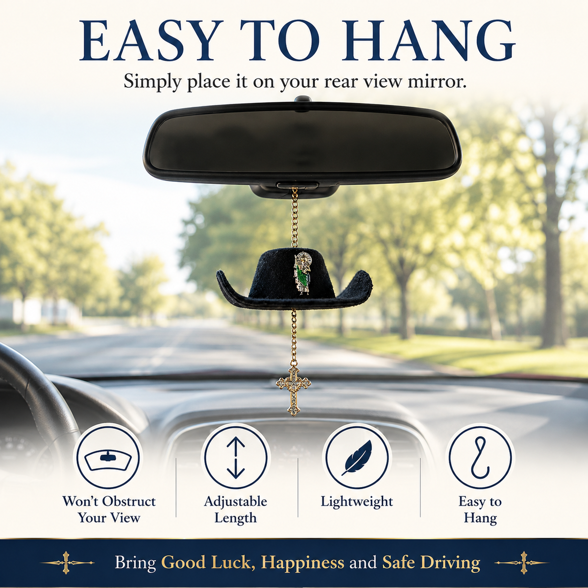 🔥 Limited Time 49% OFF - 🤠 Cowboy Hat Baptism Car Charm – Drive With Faith, Protection & Blessings Every Mile