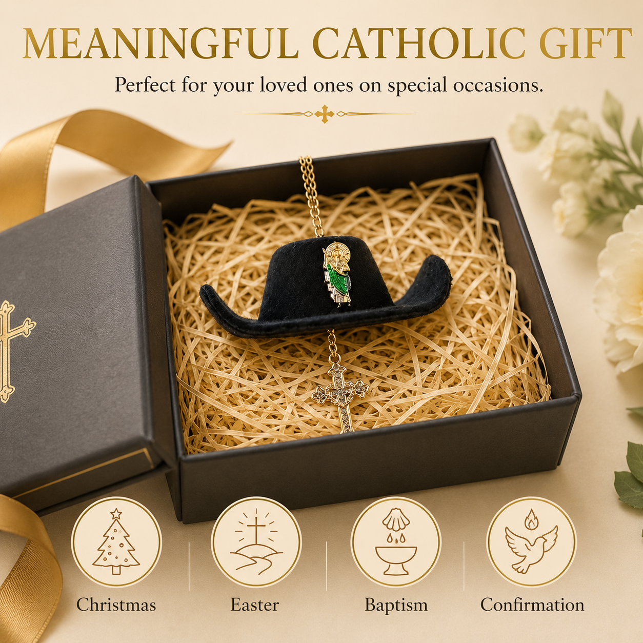 🔥 Limited Time 49% OFF - 🤠 Cowboy Hat Baptism Car Charm – Drive With Faith, Protection & Blessings Every Mile