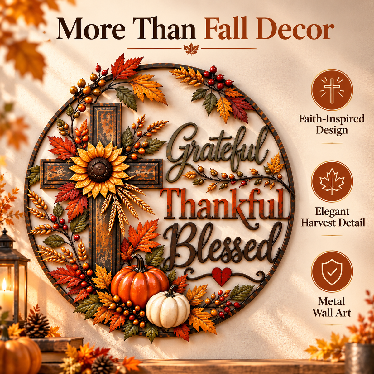 Faith inspired autumn metal wall decor