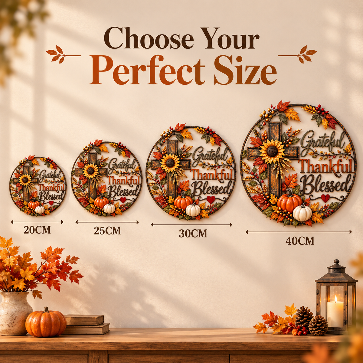 20cm 25cm 30cm 40cm autumn wall decor size options