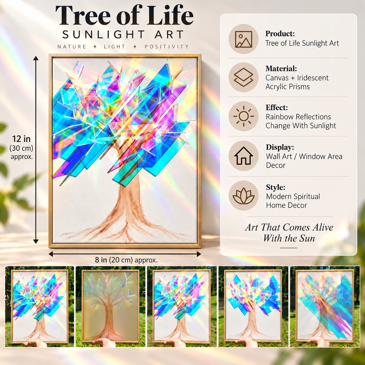 🌳 Tree of Life Sunlight Art | Iridescent Prism Canvas That Paints Rainbows With Every Ray Of Light