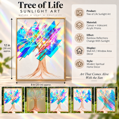 🌳 Tree of Life Sunlight Art | Iridescent Prism Canvas That Paints Rainbows With Every Ray Of Light