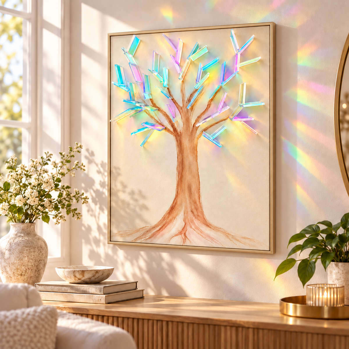 🌳 Tree of Life Sunlight Art | Iridescent Prism Canvas That Paints Rainbows With Every Ray Of Light