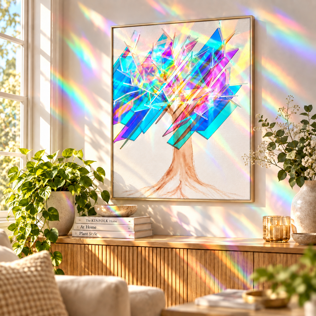 🌳 Tree of Life Sunlight Art | Iridescent Prism Canvas That Paints Rainbows With Every Ray Of Light