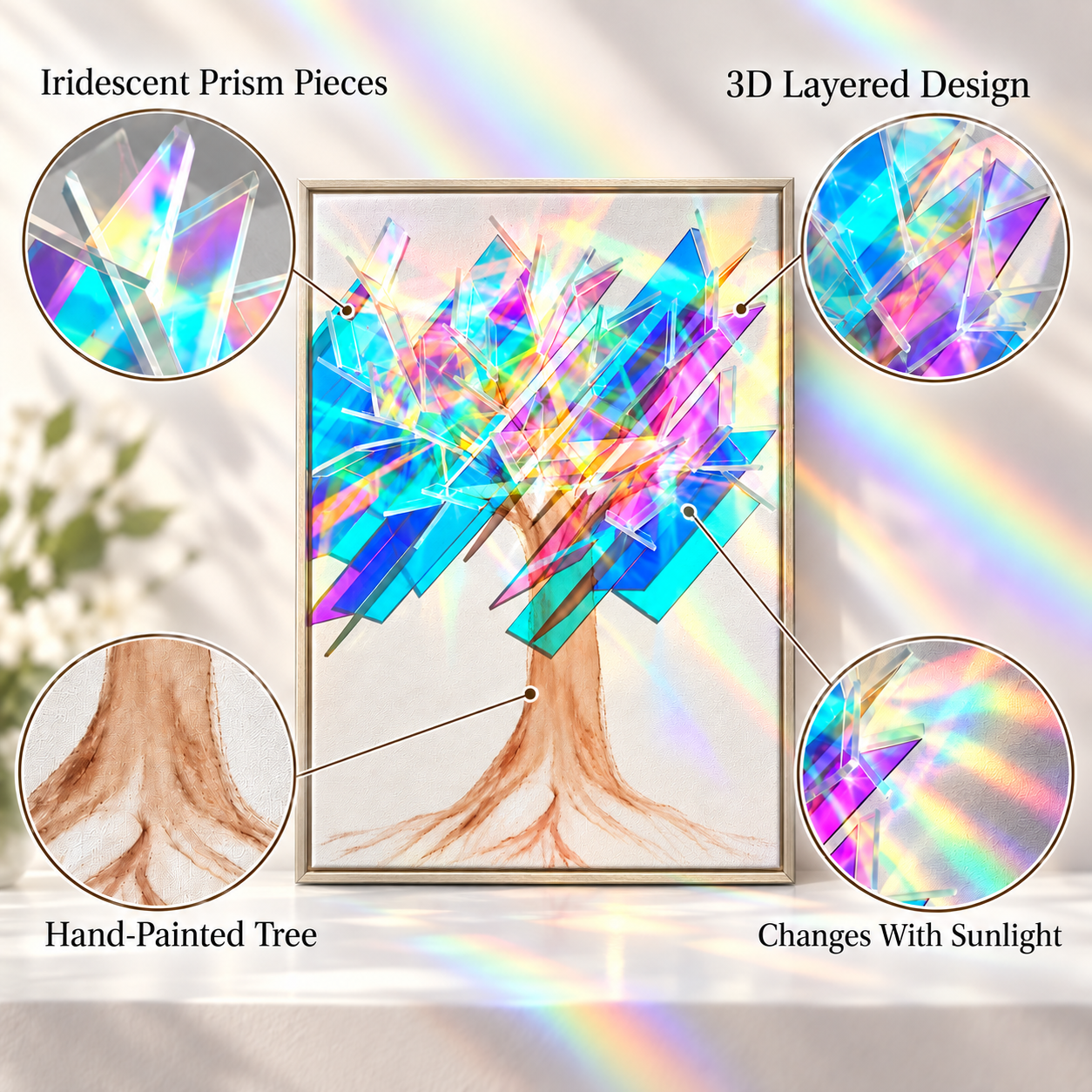 🌳 Tree of Life Sunlight Art | Iridescent Prism Canvas That Paints Rainbows With Every Ray Of Light