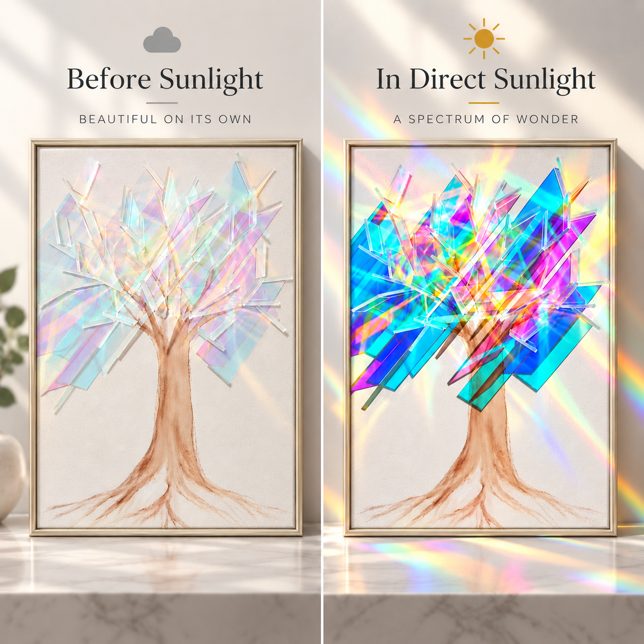 🌳 Tree of Life Sunlight Art | Iridescent Prism Canvas That Paints Rainbows With Every Ray Of Light