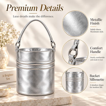 ✨ Silver Bucket Bag – Chic Slouchy Shoulder Bag for Everyday Style