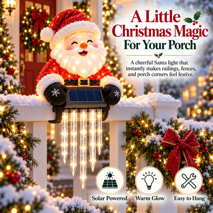 🎄49% OFF🎄 Santa Magic Glow™ - Solar Santa Icicle Fence Light ✨ Christmas Porch Decoration
