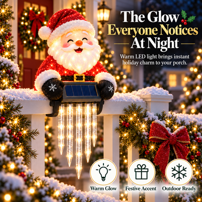 🎄49% OFF🎄 Santa Magic Glow™ - Solar Santa Icicle Fence Light ✨ Christmas Porch Decoration