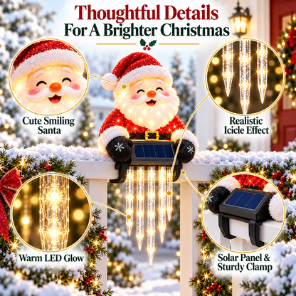 🎄49% OFF🎄 Santa Magic Glow™ - Solar Santa Icicle Fence Light ✨ Christmas Porch Decoration