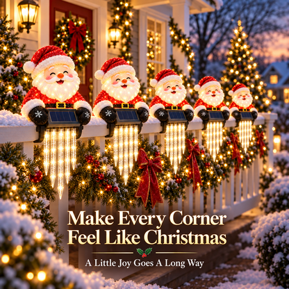 🎄49% OFF🎄 Santa Magic Glow™ - Solar Santa Icicle Fence Light ✨ Christmas Porch Decoration