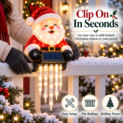 🎄49% OFF🎄 Santa Magic Glow™ - Solar Santa Icicle Fence Light ✨ Christmas Porch Decoration