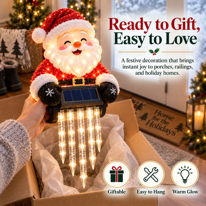 🎄49% OFF🎄 Santa Magic Glow™ - Solar Santa Icicle Fence Light ✨ Christmas Porch Decoration