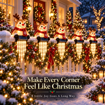 🎄49% OFF🎄 Reindeer Magic Glow™ - Sparkling Icicle LED Solar Christmas Fence Light🦌✨
