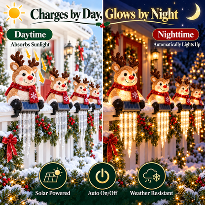 🎄49% OFF🎄 Reindeer Magic Glow™ - Sparkling Icicle LED Solar Christmas Fence Light🦌✨