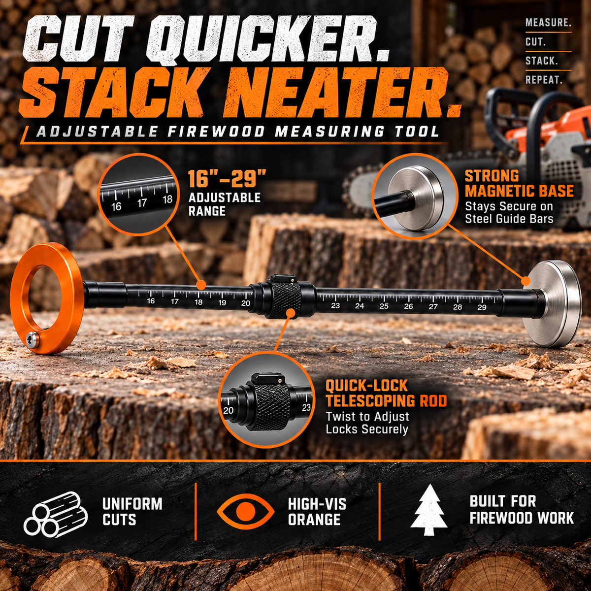 🔥LAST DAY 50% OFF - Magnetic Chainsaw Log Cutting Guide | Make Faster, More Consistent Cuts