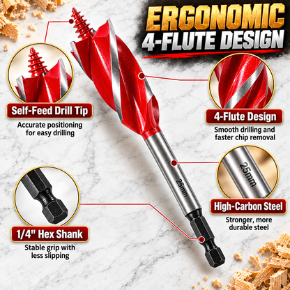 🔥 8PCS Self-Feed Wood Auger Drill Bit Set – Fast, Clean & Effortless Drilling For Every Woodworking Project