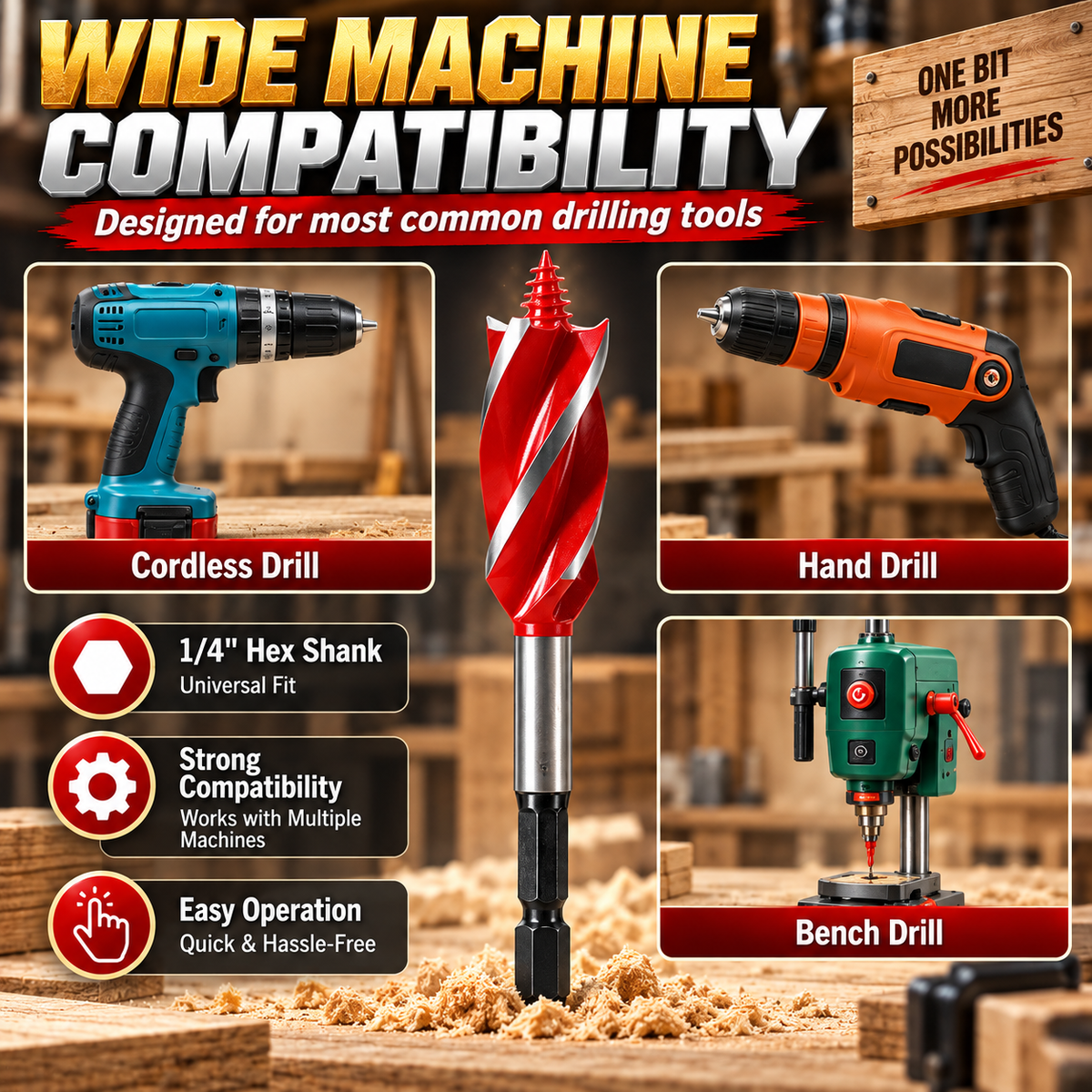 🔥 8PCS Self-Feed Wood Auger Drill Bit Set – Fast, Clean & Effortless Drilling For Every Woodworking Project