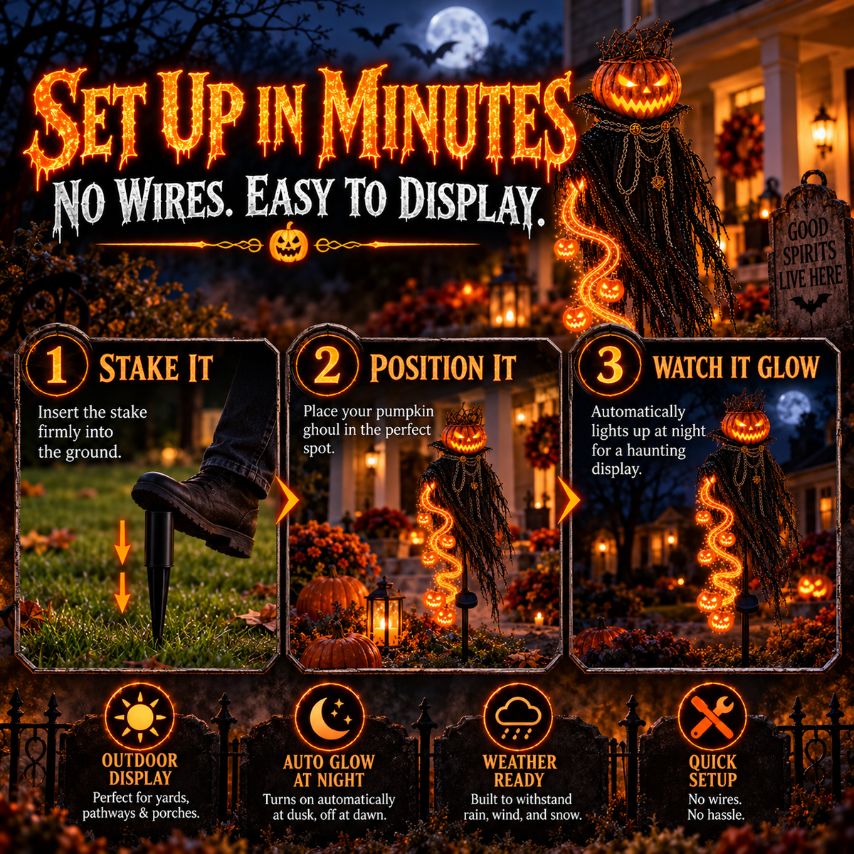 🎃 Halloween Pumpkin Soul Reaper™ Animated Garden Light – Bring Your Yard To Life After Dark
