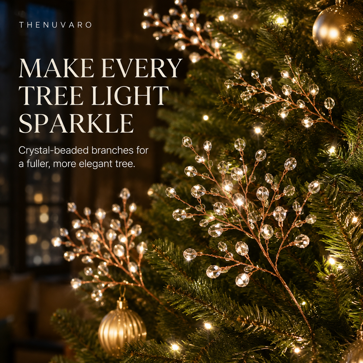 ✨Beaded Christmas Tree Branch Picks – Instant Sparkle & Fuller Holiday Décor