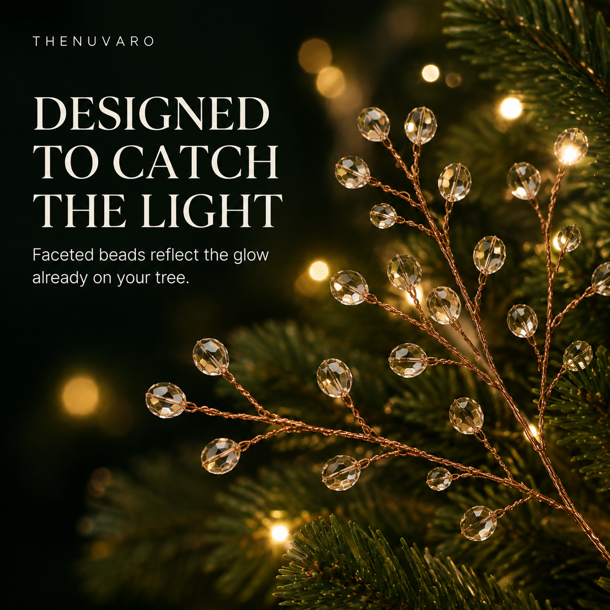 ✨Beaded Christmas Tree Branch Picks – Instant Sparkle & Fuller Holiday Décor