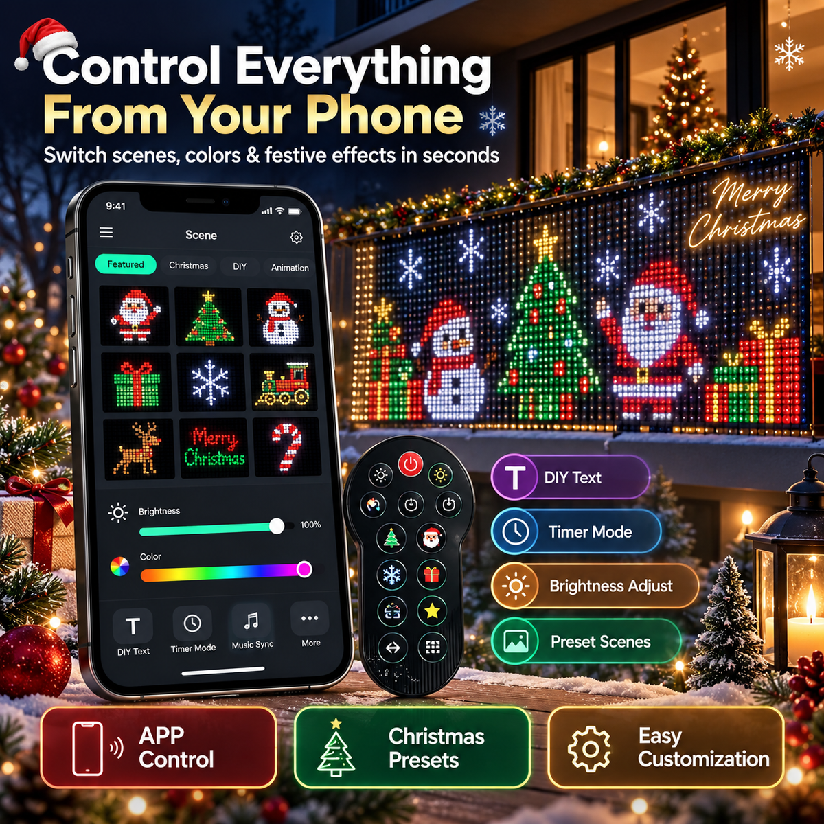 App controlled smart RGB curtain lights