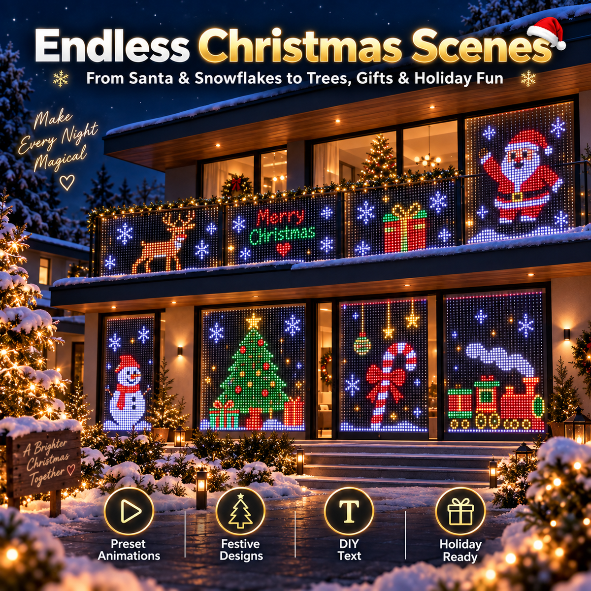 Multiple Christmas RGB curtain light scenes