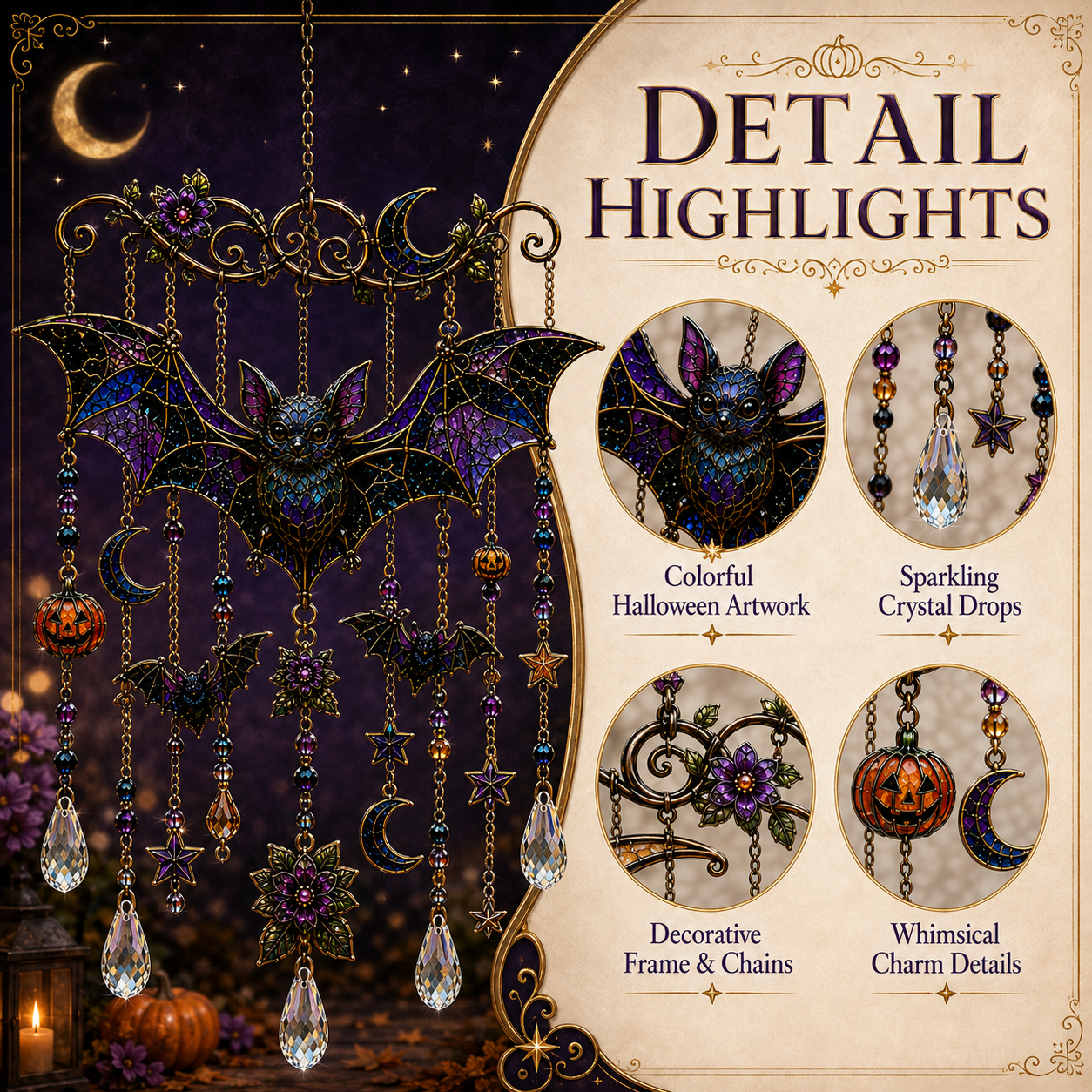 🔥Last Day 49% OFF - Halloween Suncatcher Wind Chime