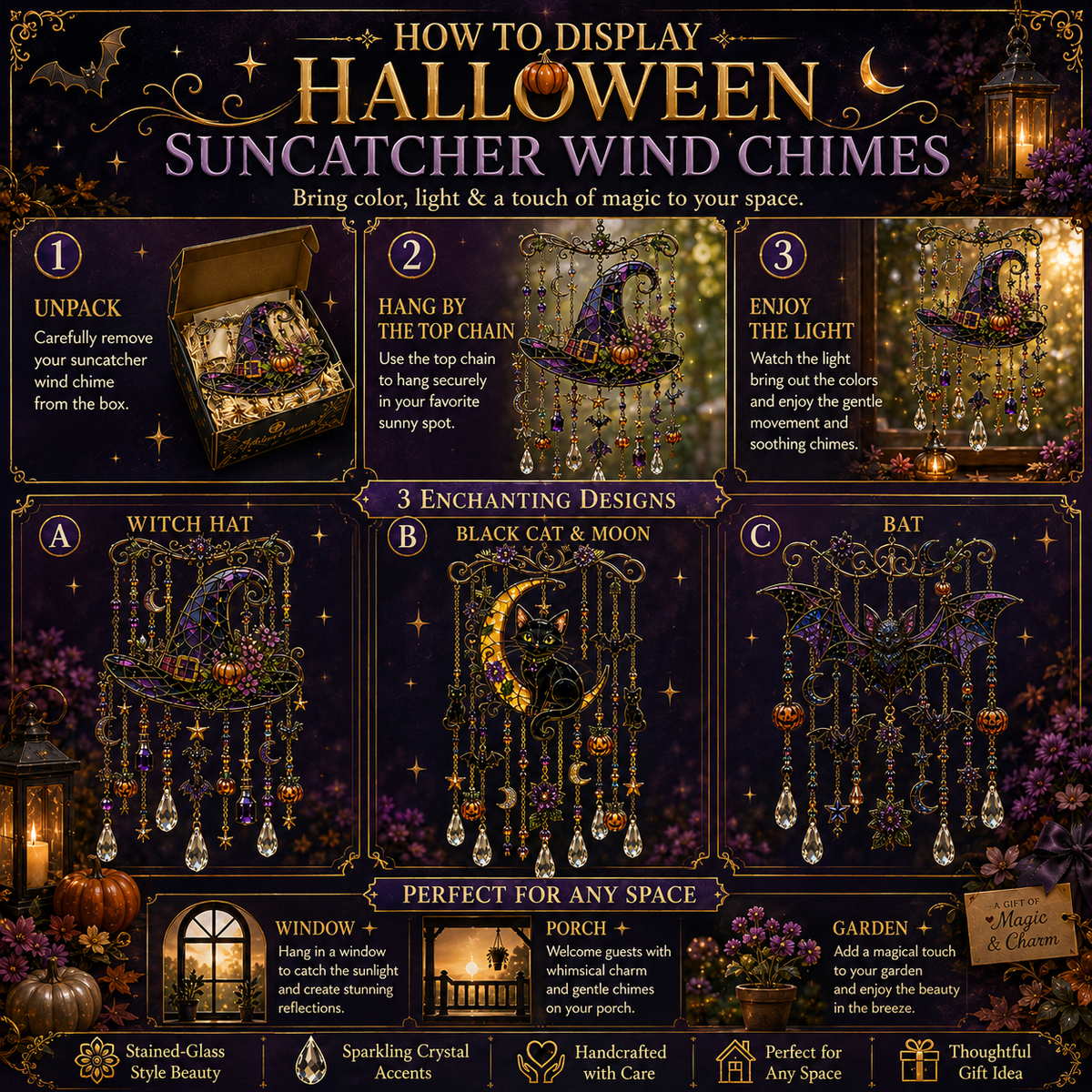 🔥Last Day 49% OFF - Halloween Suncatcher Wind Chime
