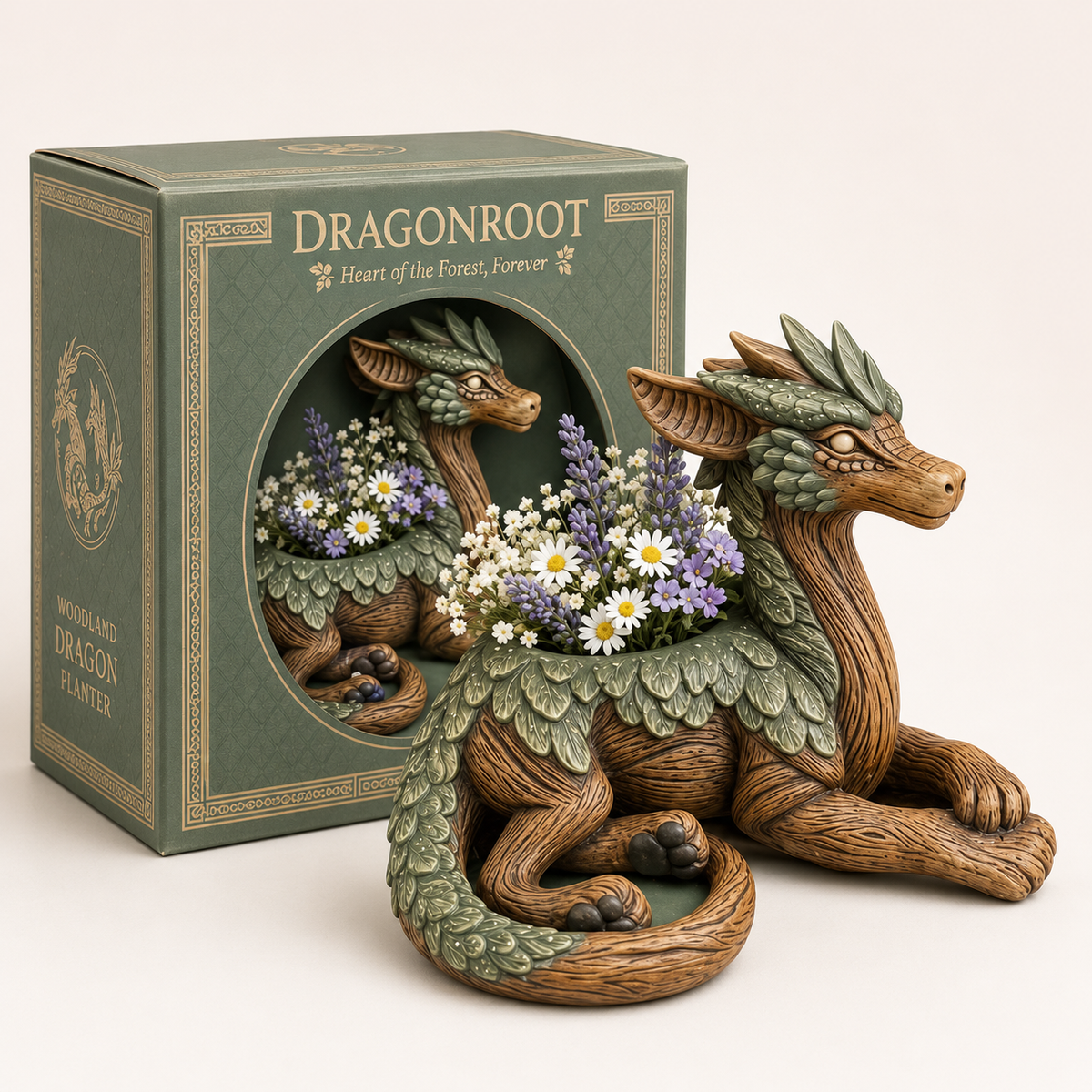 Woodland Dragon Planter – Whimsical Resin Pot for Succulents & Small Plants