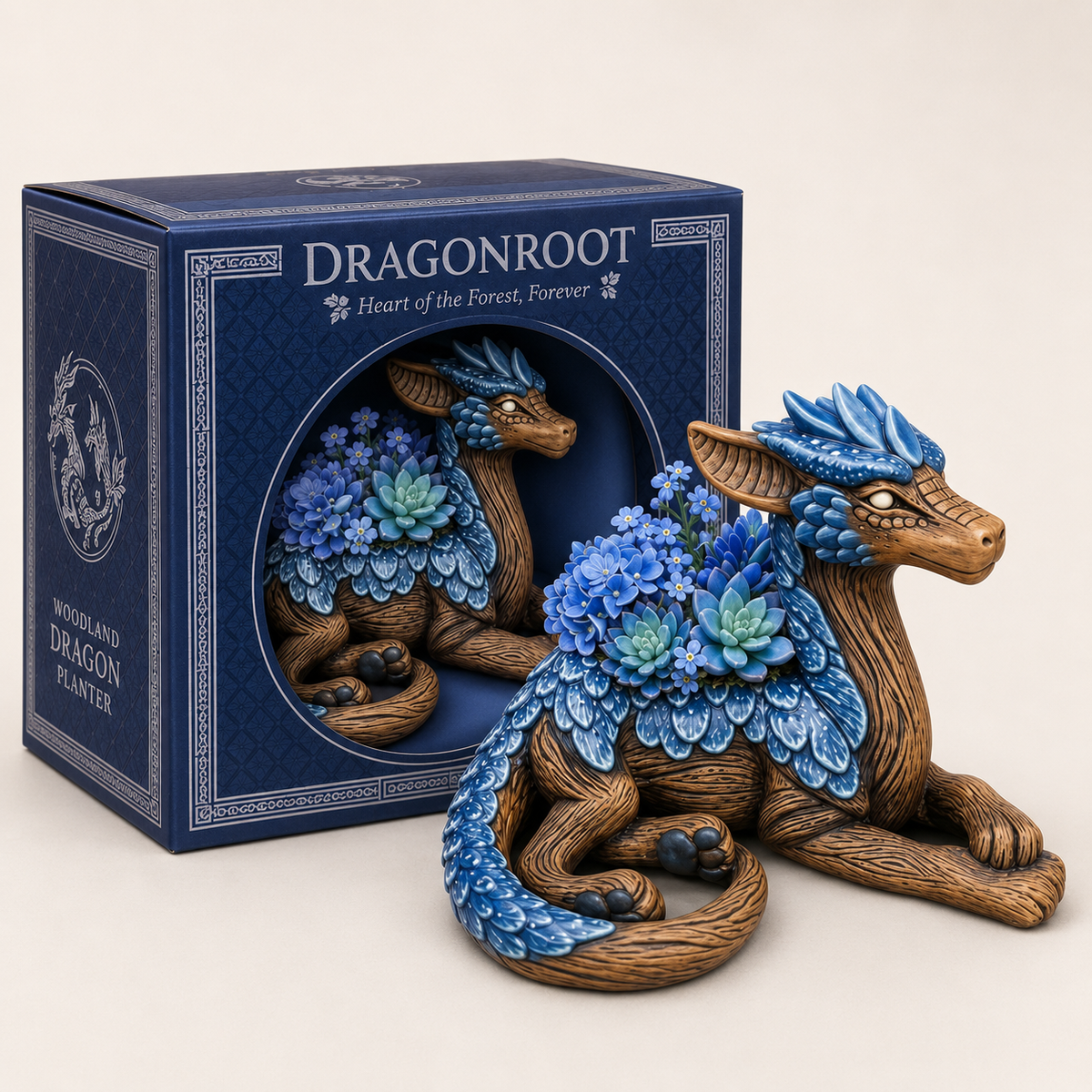 Woodland Dragon Planter – Whimsical Resin Pot for Succulents & Small Plants