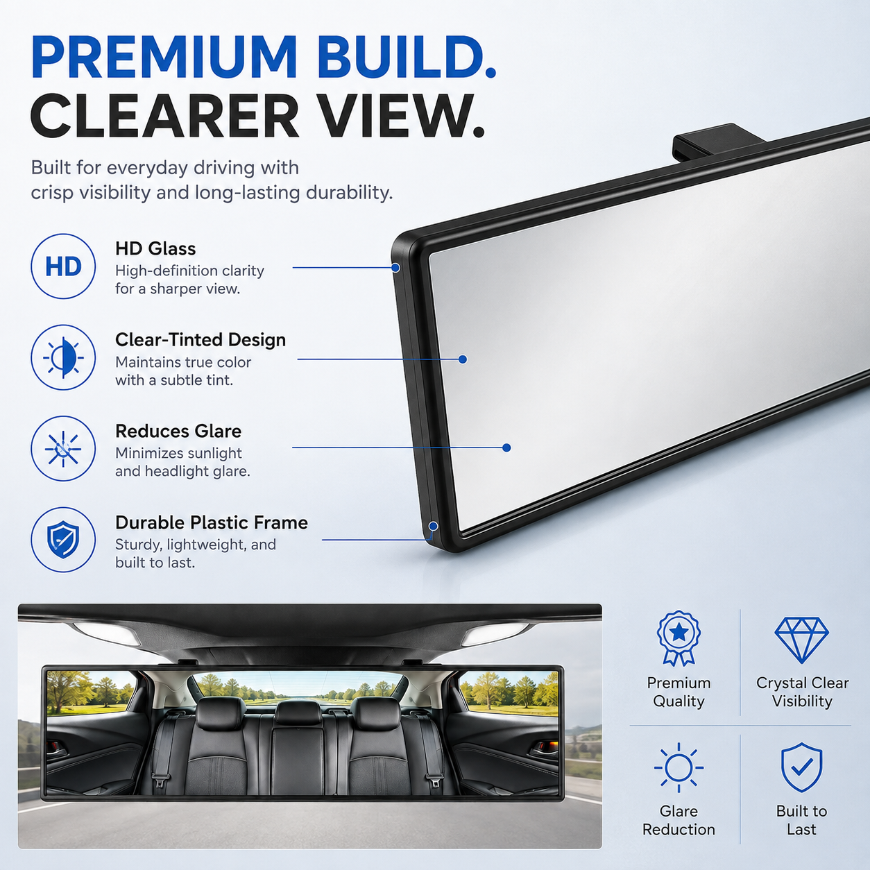 🔥Last Day 49% OFF - 🚗 Panoramic Rear View Mirror | Wider View, Safer Driving Clip-On Car Mirror
