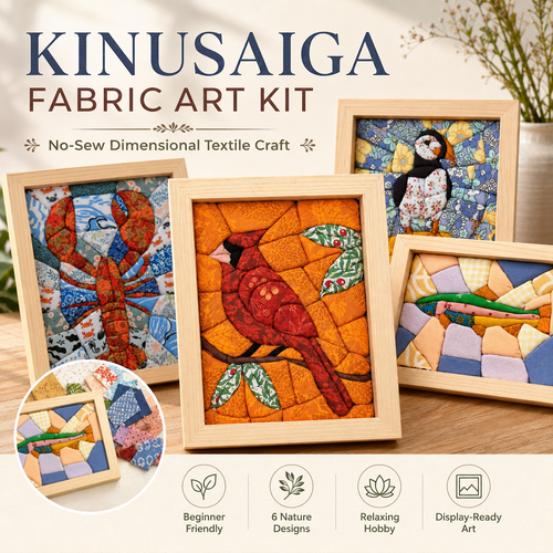 🔥Last Day 49% OFF - 🧵 Kinusaiga Fabric Art Kit | No-Sew DIY Textile Craft Set