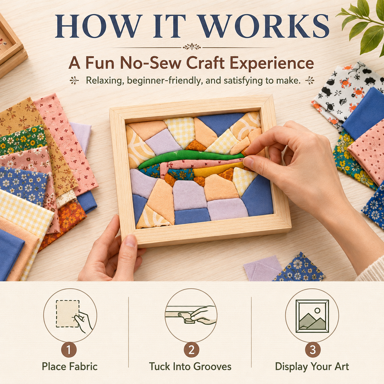 🔥Last Day 49% OFF - 🧵 Kinusaiga Fabric Art Kit | No-Sew DIY Textile Craft Set
